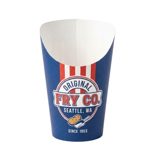 Blue Original Fry Co. Seattle custom printed Fry Scoop with red and white branding